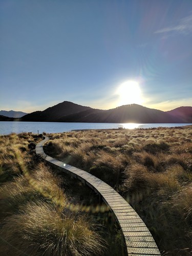 A view over Green Lake, Fiordland, New Zealand